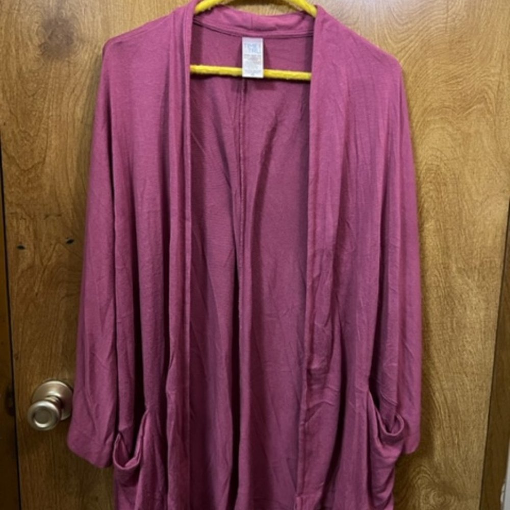 Dusty Rose Cardigan with pockets,  3X